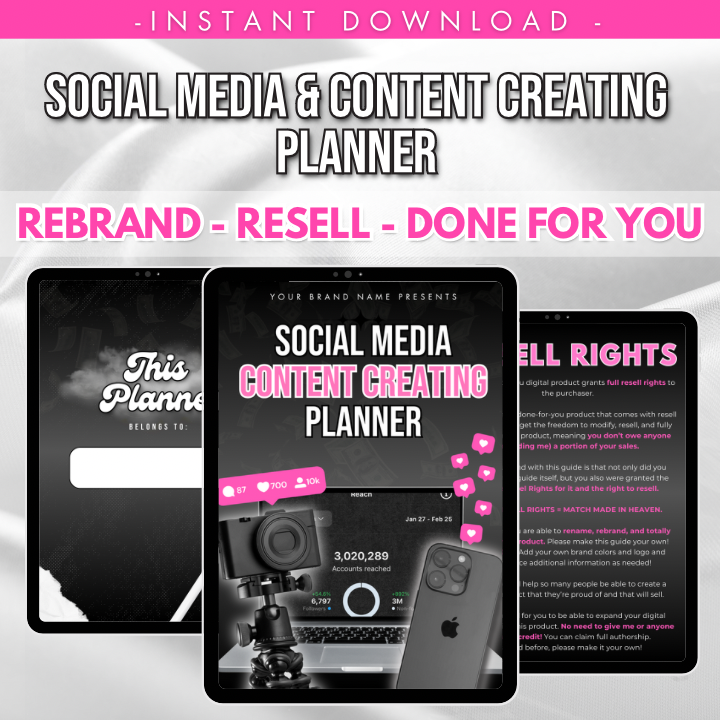 DFY Social Media Content Planner w/ PLR Rights