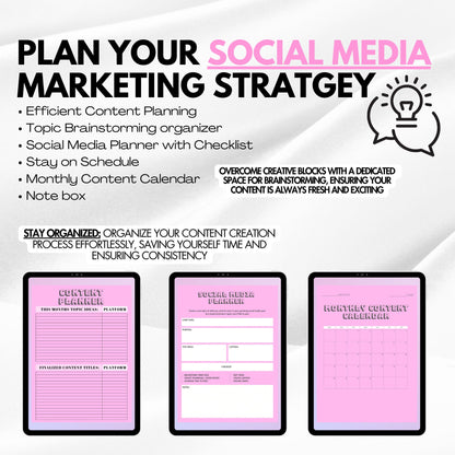 Social Media &amp; Content Creating Planner + 30 Day Content Calendar FREE