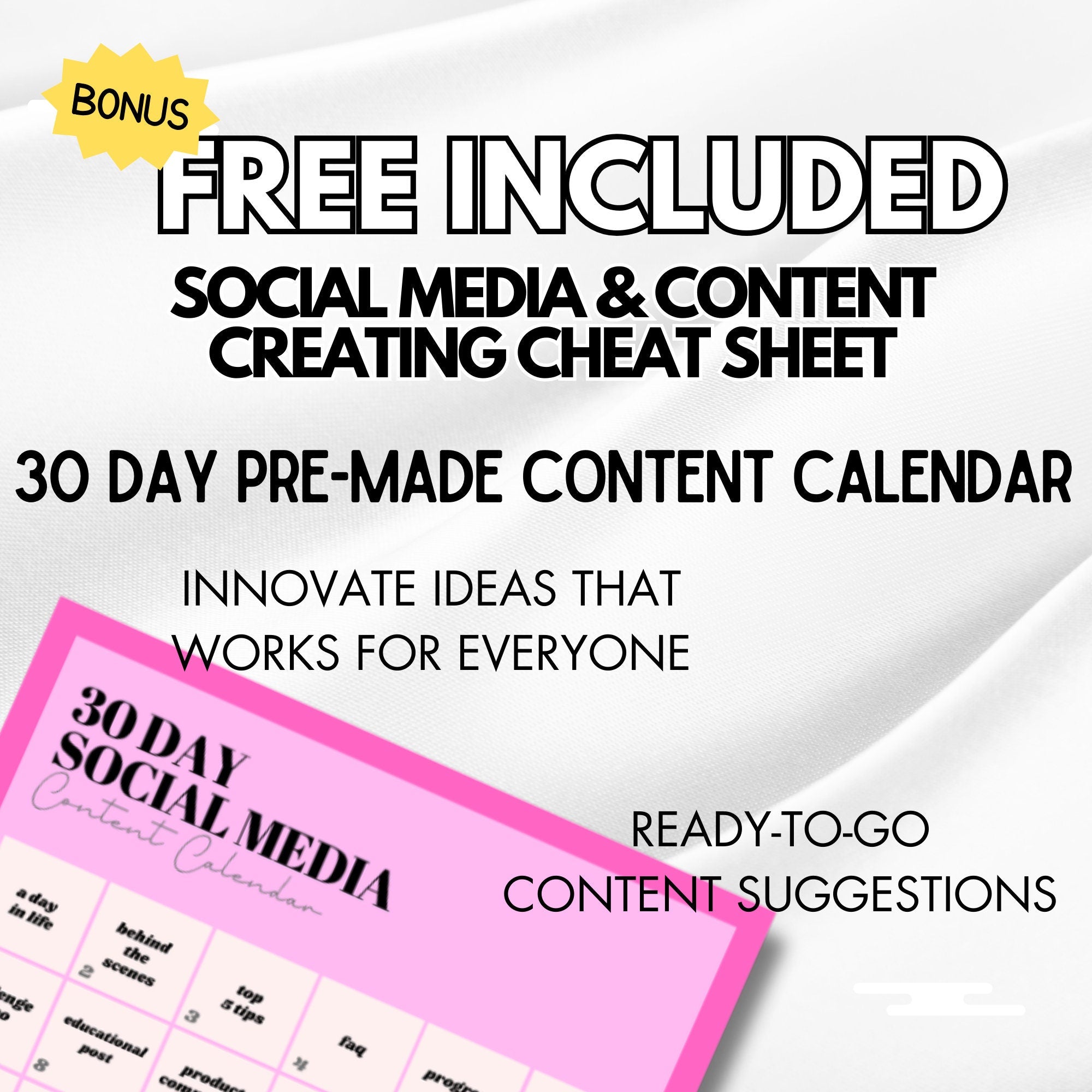 Social Media &amp; Content Creating Planner + 30 Day Content Calendar FREE