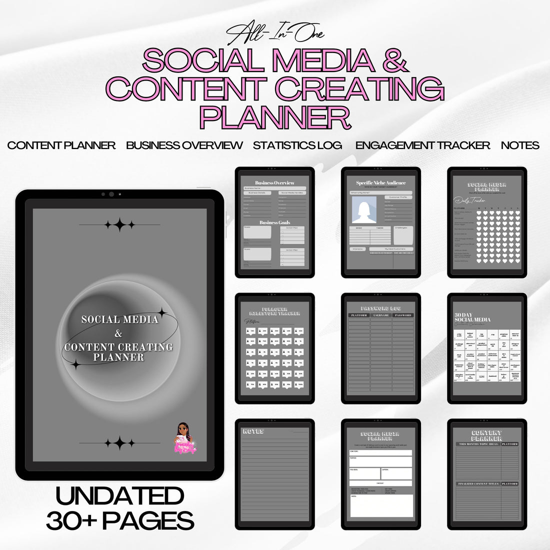 Social Media & Content Creating Planner  + 30 Day Content Calendar FREE